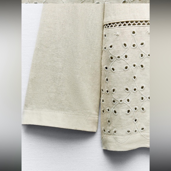 Zara linen Blend embroidered eyelets blazer - Picture 8 of 11